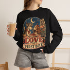 Love at First Bite Sweatshirt — Cute Dog & Pizza Cozy Crewneck