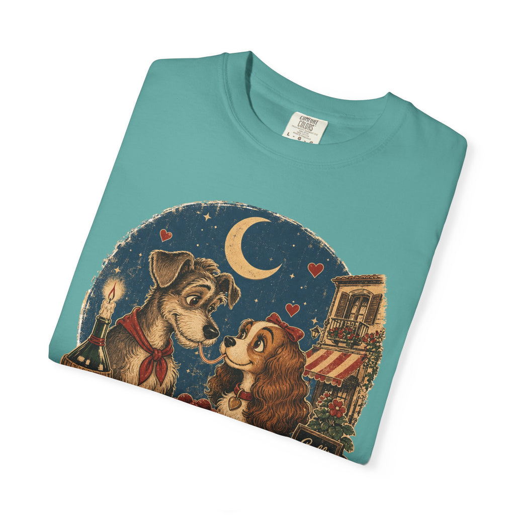 T-Shirt — "Love at First Bite" Vintage Pizza Date Dogs Tee