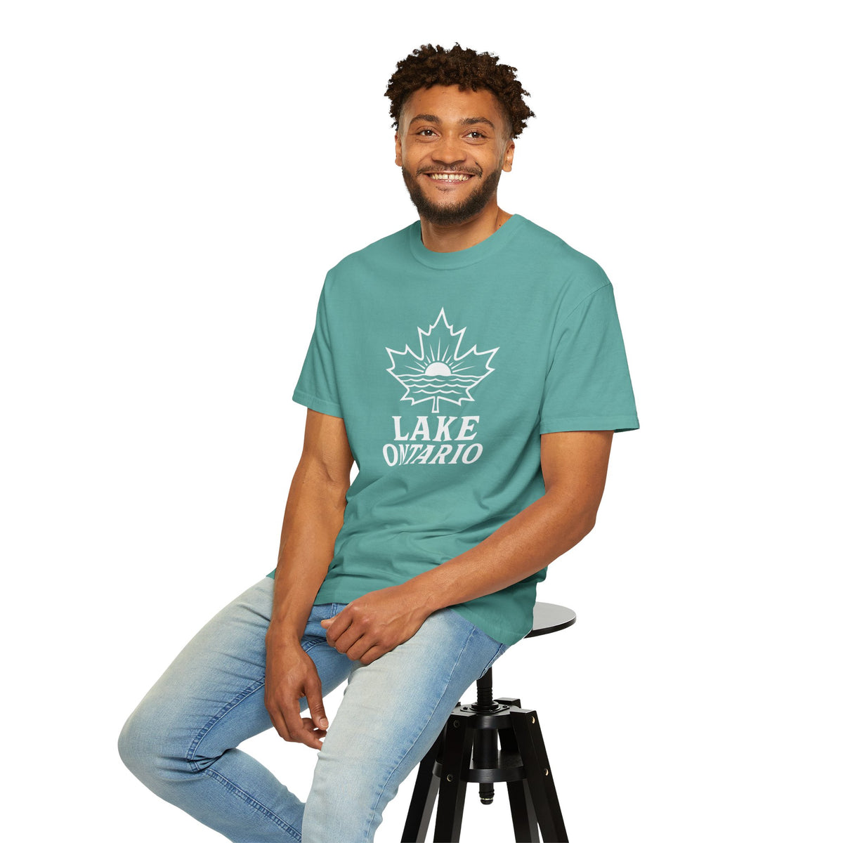 Lake Ontario T-Shirt — Retro Maple Leaf Sunset Graphic