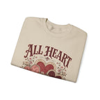 Vintage-Sweatshirt mit Rundhalsausschnitt zum Valentinstag – „All Heart“ romantisches Motiv