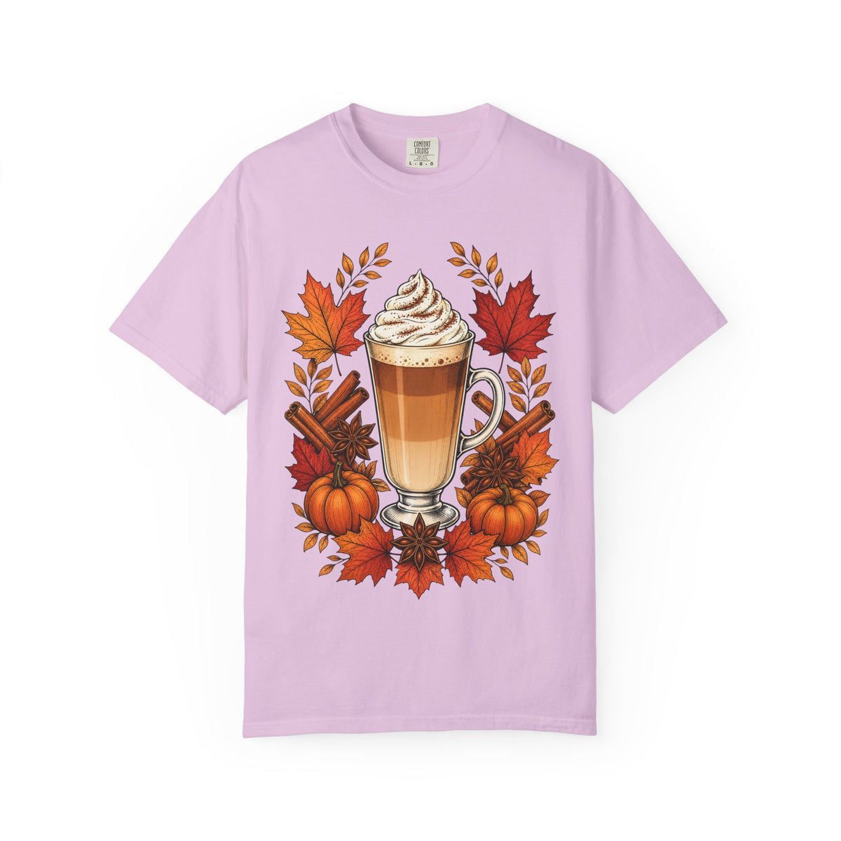 Pumpkin Spice Latte T-Shirt — Autumn Coffee Fall Leaves Tee