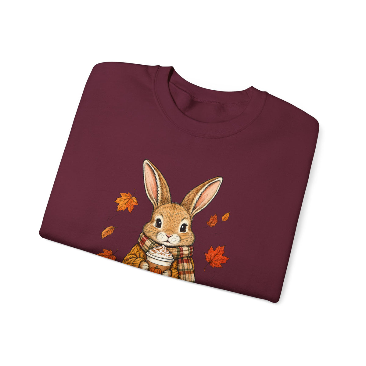 Autumn Bunny Sweatshirt – Cozy Fall Rabbit Holding Coffee