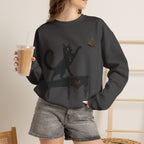 Cat with Crown Crewneck Sweatshirt — Playful Black Cat Graphic