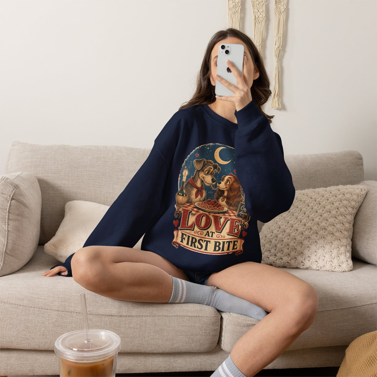 Love at First Bite Sweatshirt — Cute Dog & Pizza Cozy Crewneck
