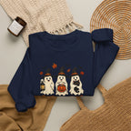 Halloween Puppy Ghosts Sweatshirt — Cute Dogs in Witch Hats with Jack-o'-Lantern