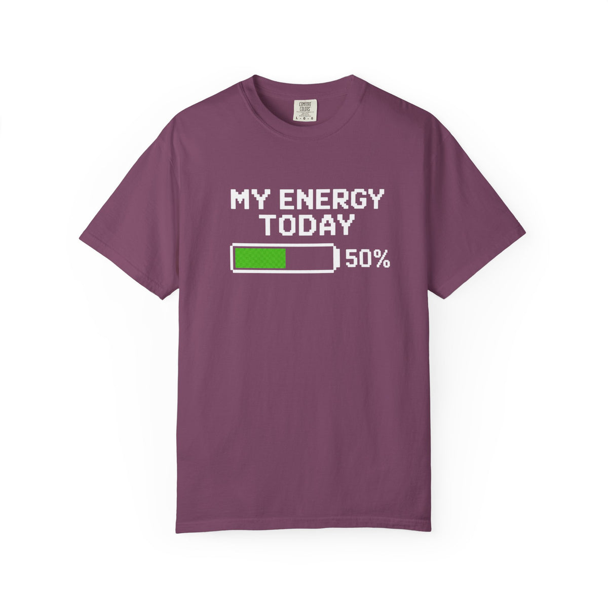 My Energy Today 50% T-Shirt — Low Battery Retro Graphic Tee