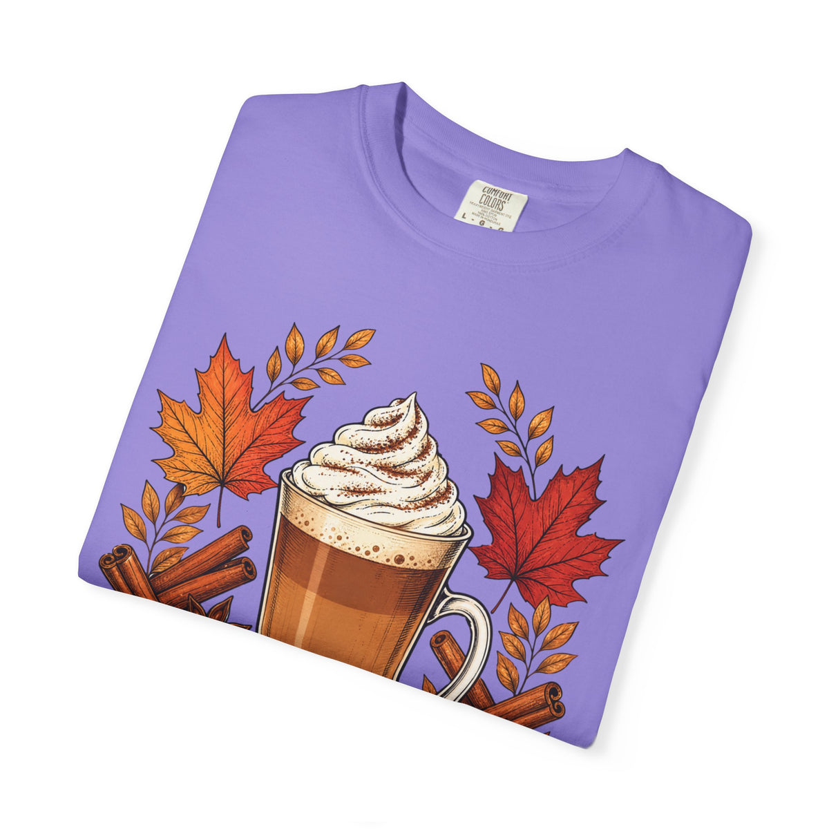 Pumpkin Spice Latte T-Shirt — Autumn Coffee Fall Leaves Tee