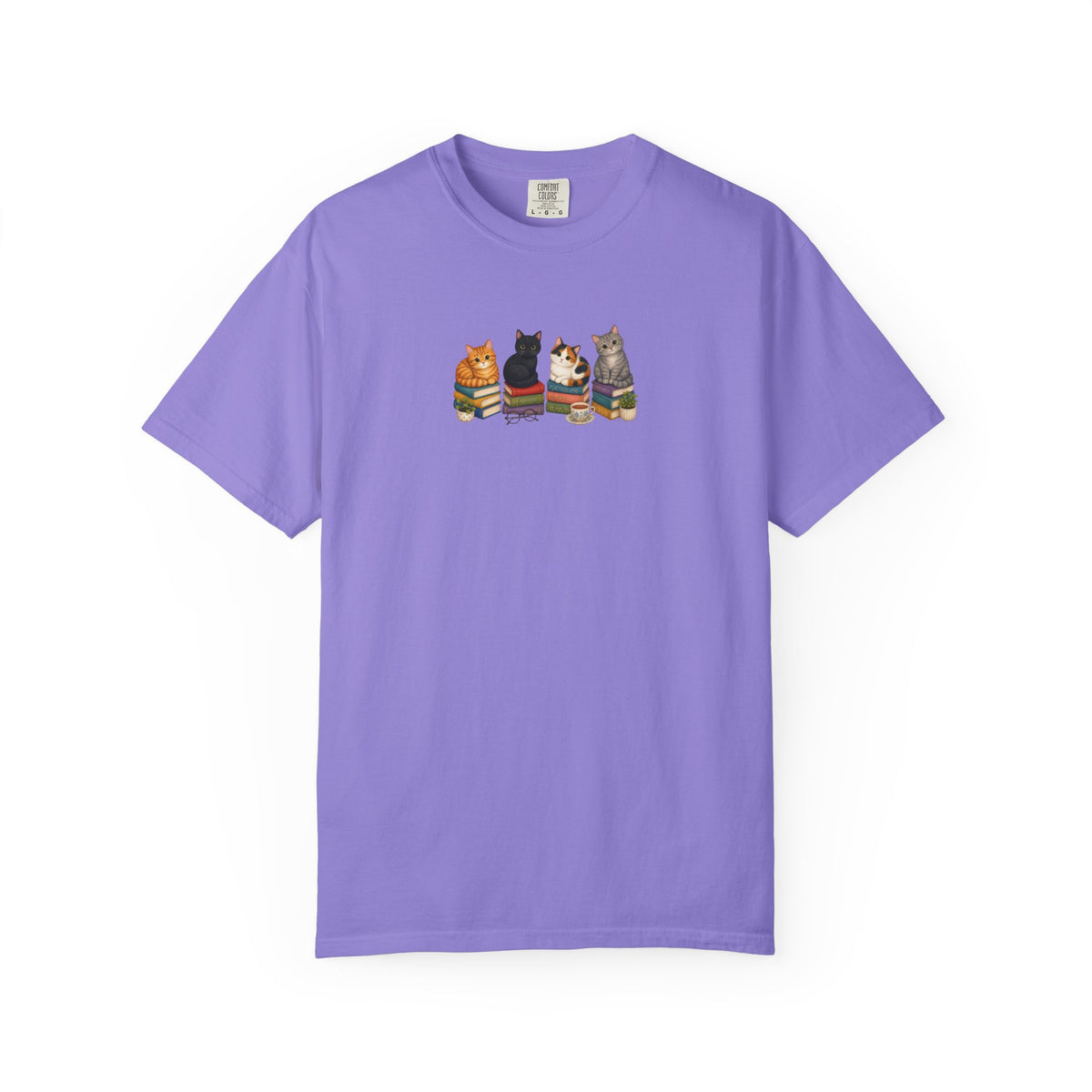 Cat Knit Crew T-Shirt — Cozy Cats Sitting Together Graphic Tee