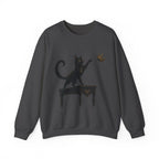 Cat with Crown Crewneck Sweatshirt — Playful Black Cat Graphic