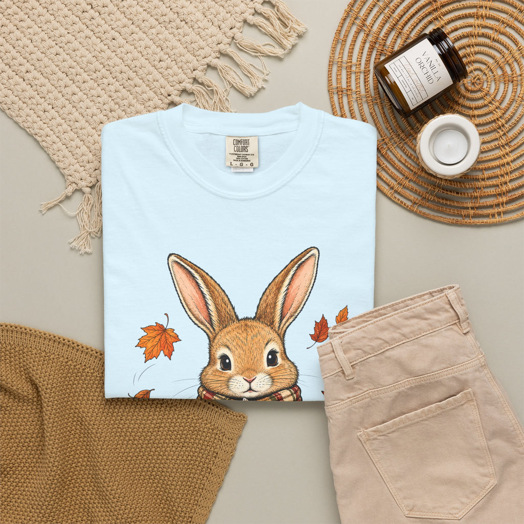 Autumn Bunny Tee — Cozy Fall Rabbit with Scarf & Hot Cocoa