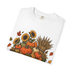 T-Shirt „Herbsternte-Wagen“ — Kürbis & Sonnenblume Herbst-T-Shirt
