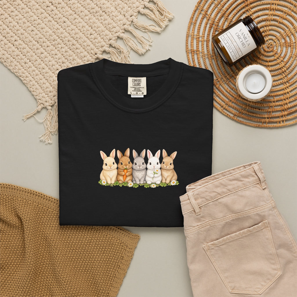 Bunny Row T‑Shirt — Cute Watercolor Rabbits Graphic Tee