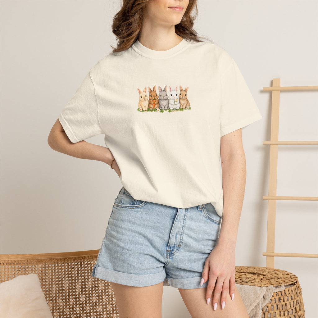 Bunny Row T‑Shirt — Cute Watercolor Rabbits Graphic Tee