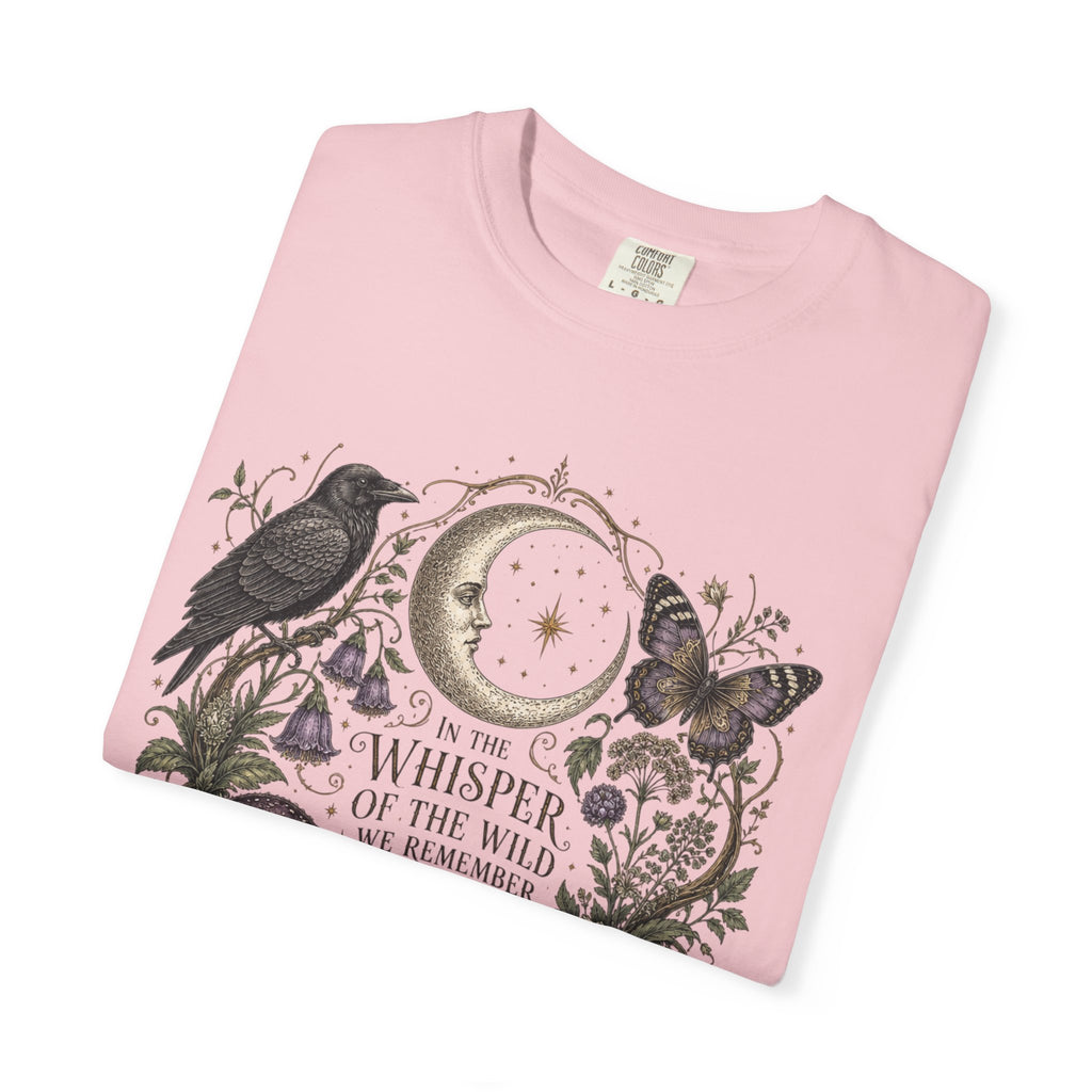 Whisper of the Wild T-Shirt — Moon, Raven & Mushroom Nature Graphic