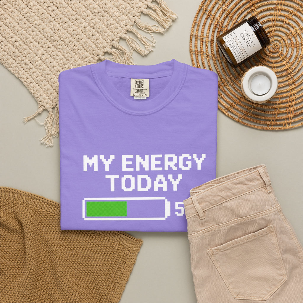 My Energy Today 50% T-Shirt — Low Battery Retro Graphic Tee