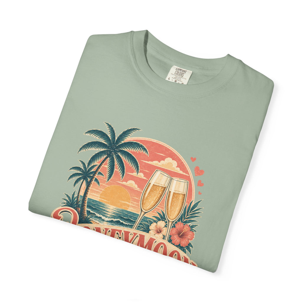 Honeymoon Mode T-Shirt — Tropical Sunset Couple Vacation Tee