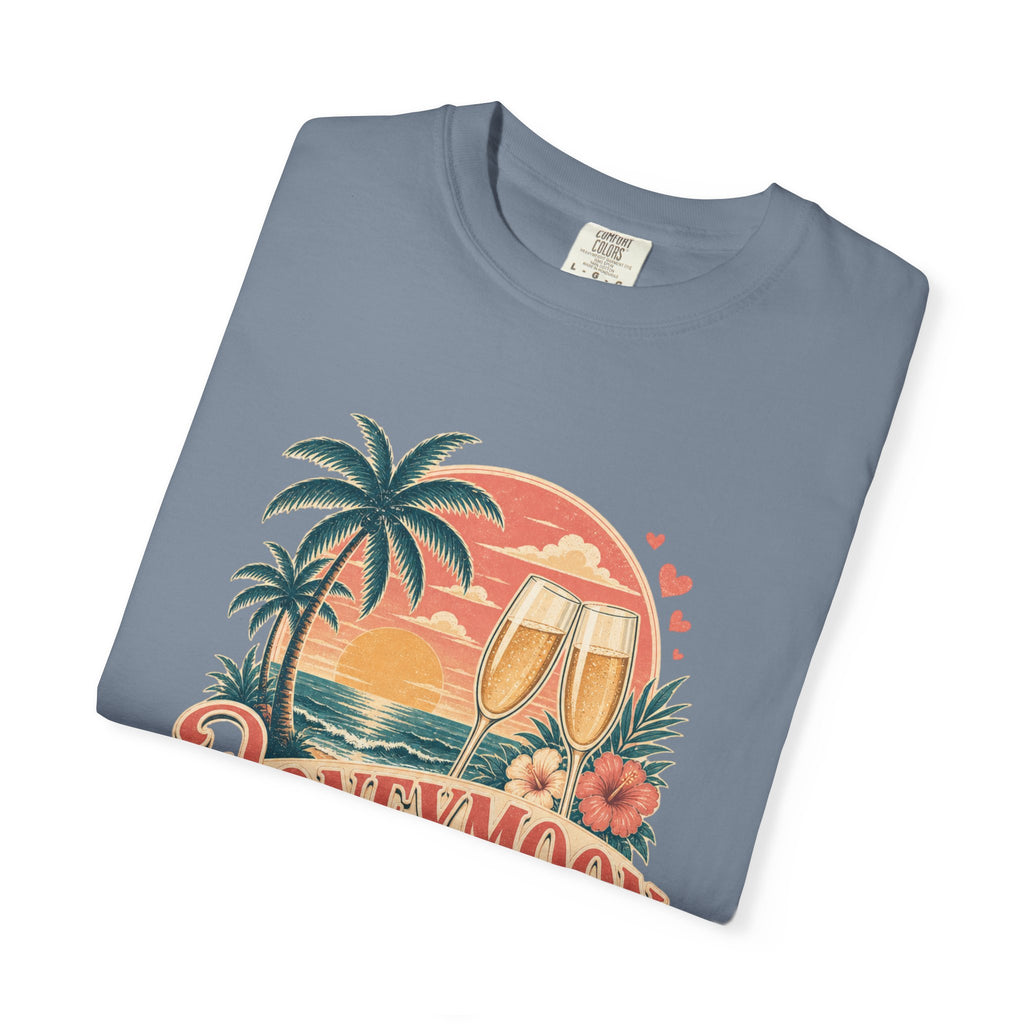 Honeymoon Mode T-Shirt — Tropical Sunset Couple Vacation Tee