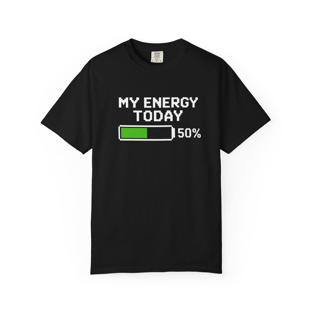 My Energy Today 50% T-Shirt — Low Battery Retro Graphic Tee