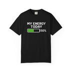 My Energy Today 50% T-Shirt — Low Battery Retro Graphic Tee