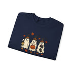 Halloween Puppy Ghosts Sweatshirt — Cute Dogs in Witch Hats with Jack-o'-Lantern