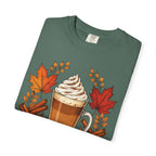 Pumpkin Spice Latte T-Shirt — Autumn Coffee Fall Leaves Tee