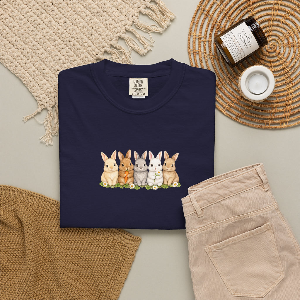 Bunny Row T‑Shirt — Cute Watercolor Rabbits Graphic Tee