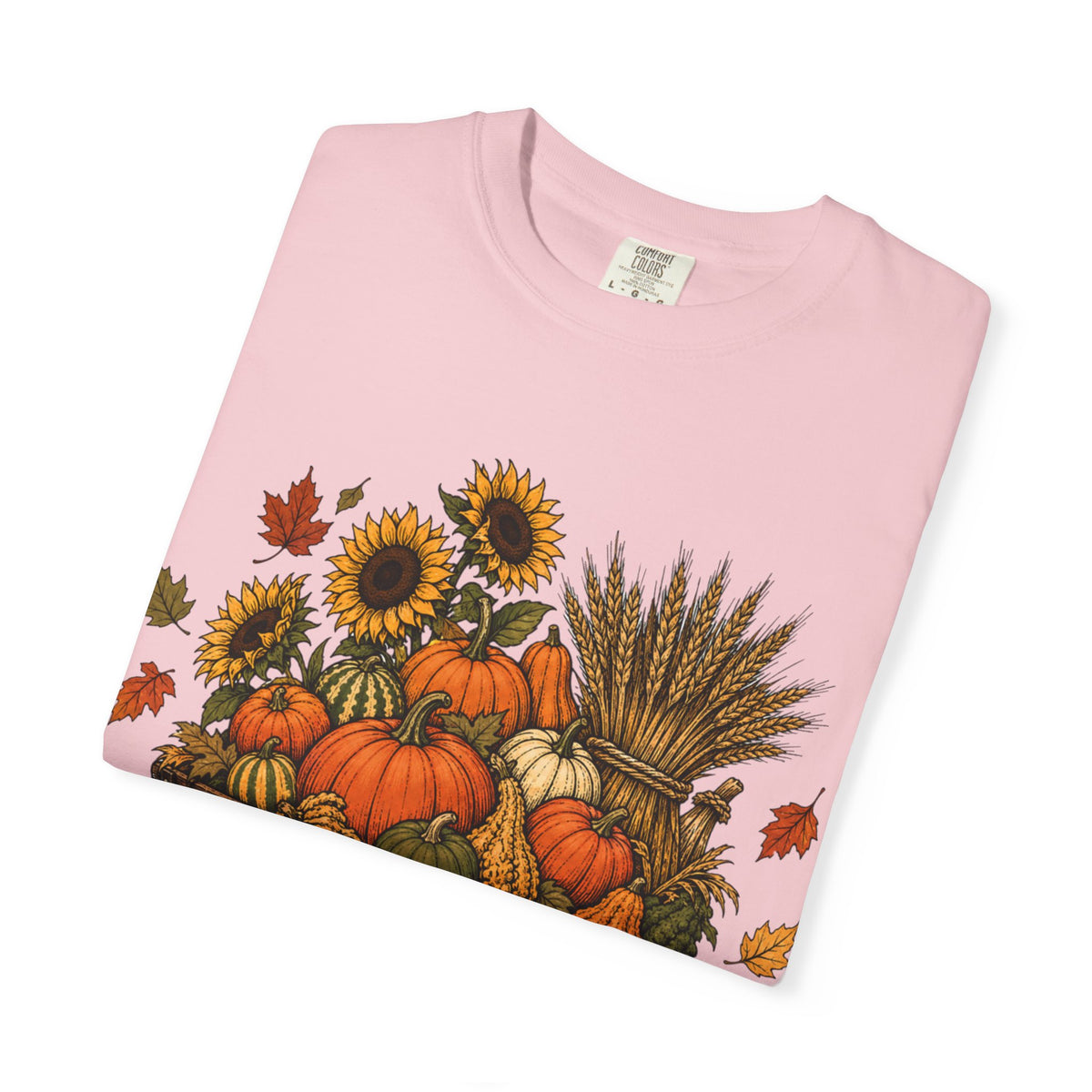 T-Shirt „Herbsternte-Wagen“ — Kürbis & Sonnenblume Herbst-T-Shirt