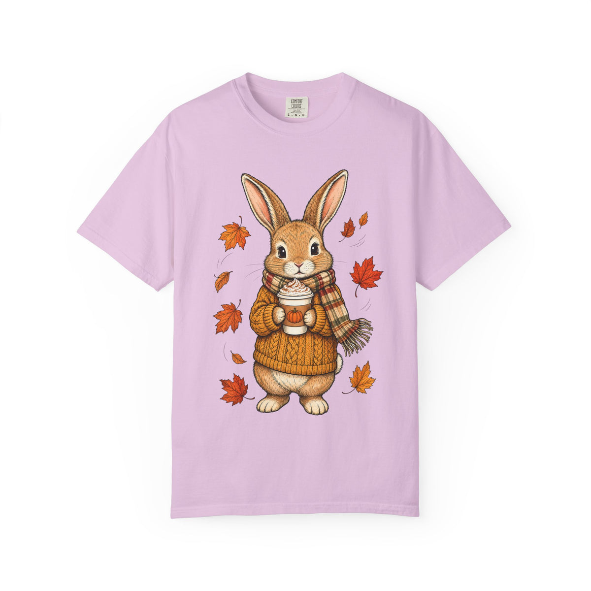 Autumn Bunny Tee — Cozy Fall Rabbit with Scarf & Hot Cocoa