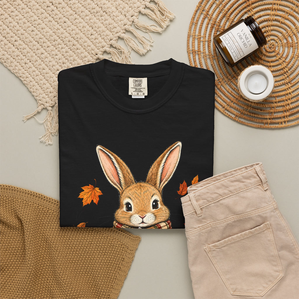 Autumn Bunny Tee — Cozy Fall Rabbit with Scarf & Hot Cocoa