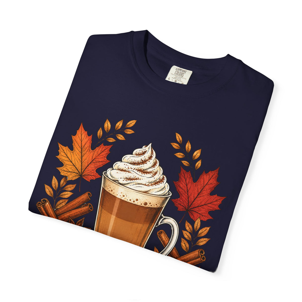 Pumpkin Spice Latte T-Shirt — Autumn Coffee Fall Leaves Tee