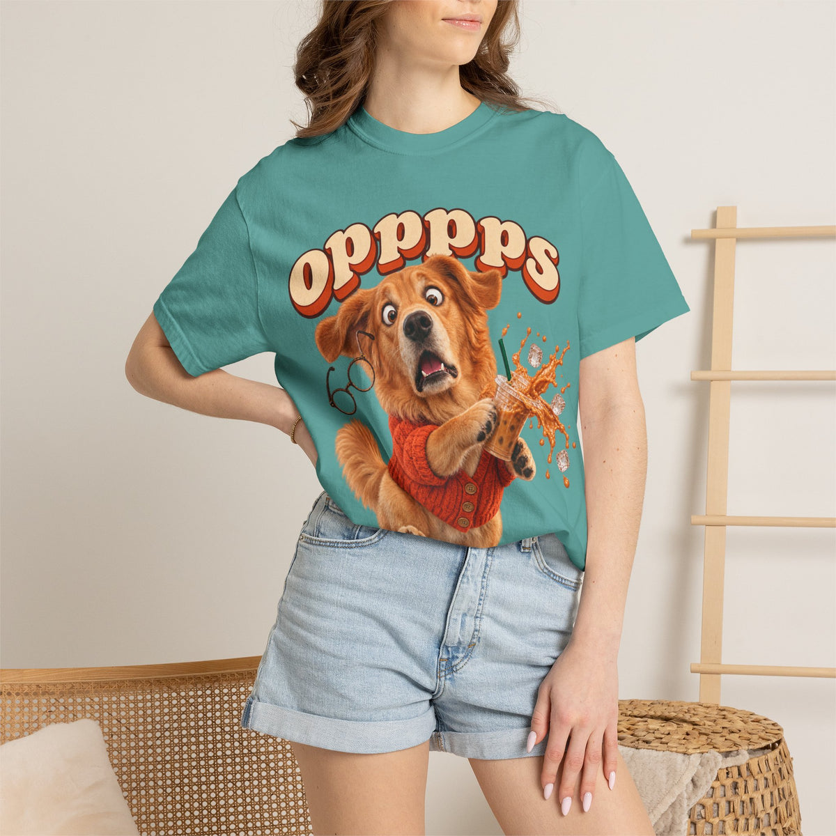 Oops Puppy T-Shirt — Cute Dog Spilling Coffee Graphic Tee