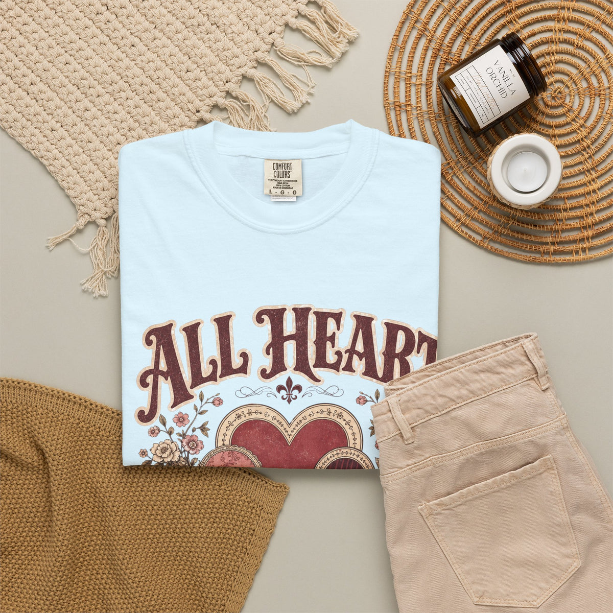 All Heart Vintage Floral Tee — "All Heart" Graphic T-Shirt