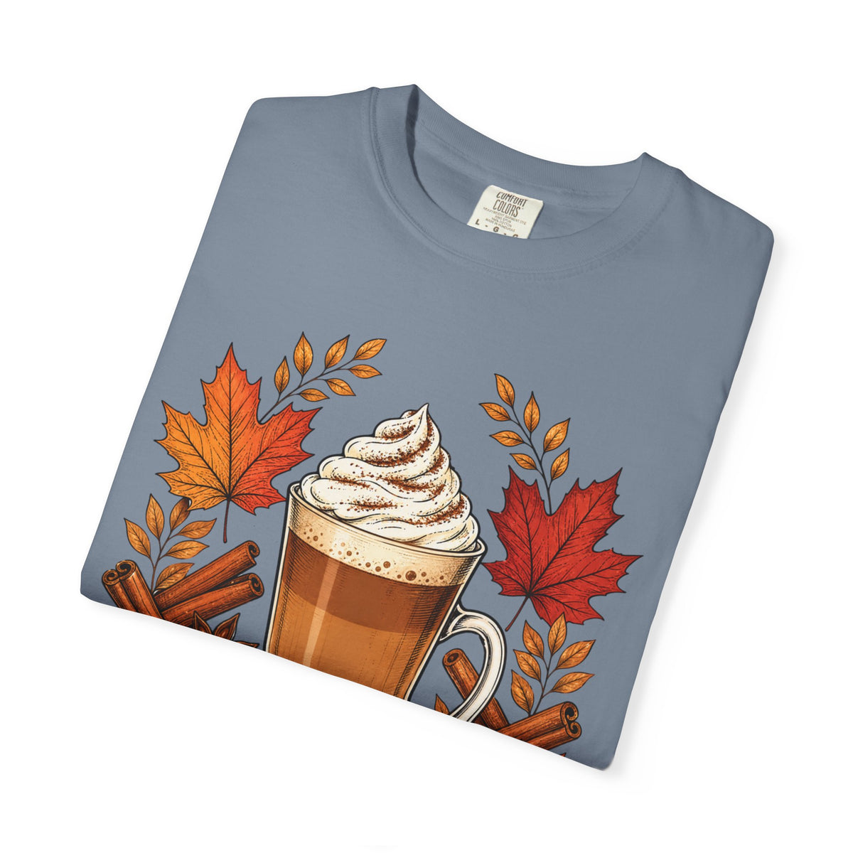 Pumpkin Spice Latte T-Shirt — Autumn Coffee Fall Leaves Tee
