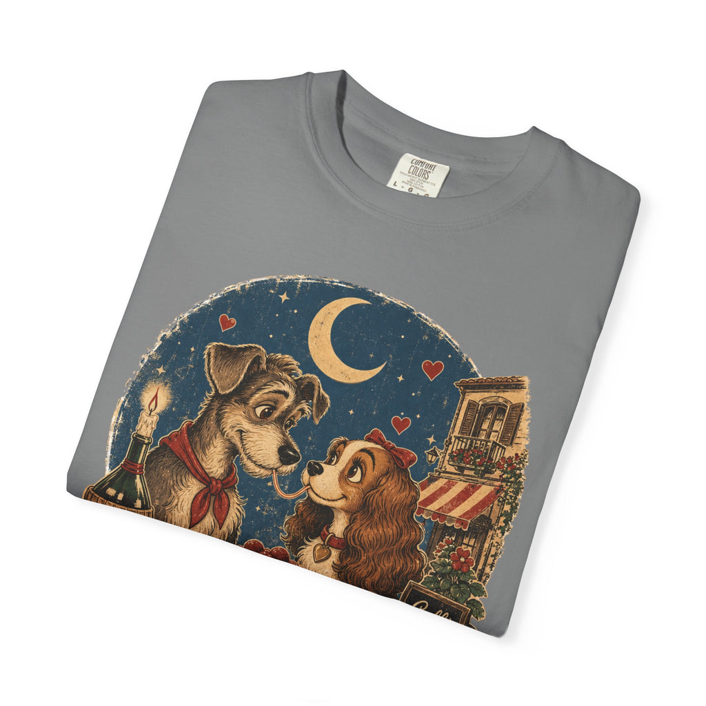 T-Shirt — "Love at First Bite" Vintage Pizza Date Dogs Tee