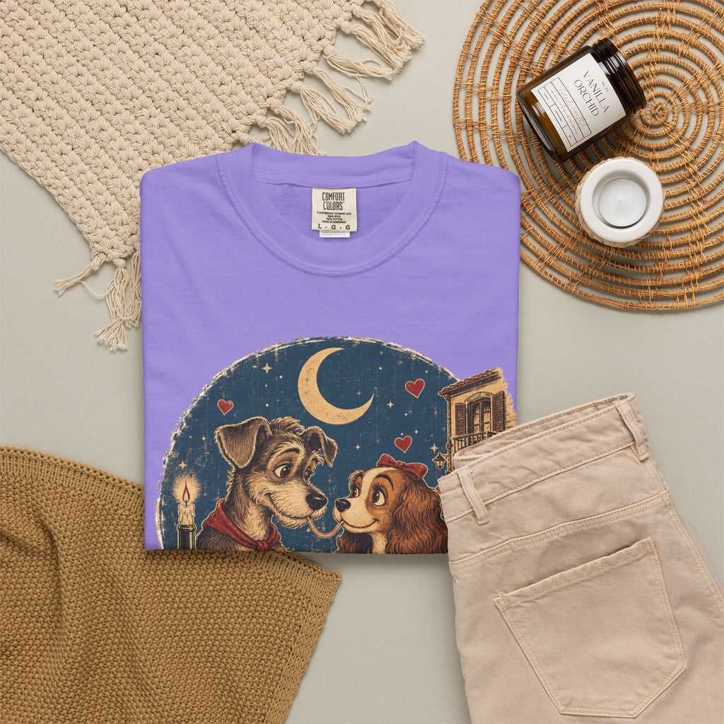 T-Shirt — "Love at First Bite" Vintage Pizza Date Dogs Tee