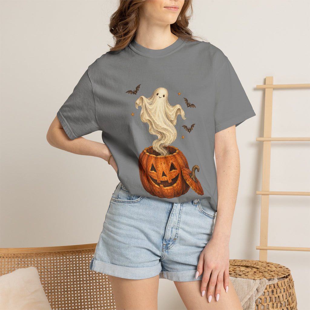 Halloween Ghost in Jack-O'-Lantern T-Shirt
