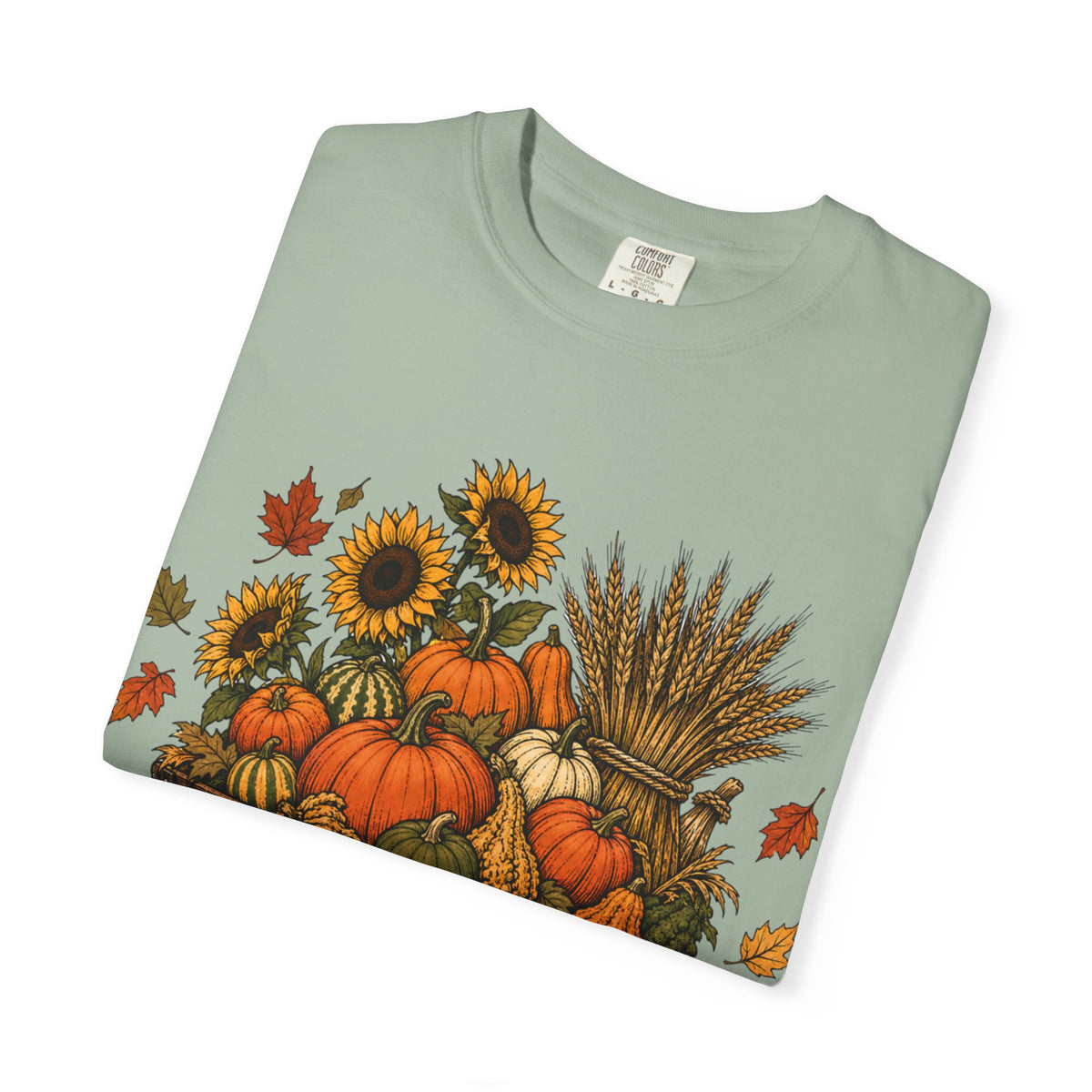T-Shirt „Herbsternte-Wagen“ — Kürbis & Sonnenblume Herbst-T-Shirt