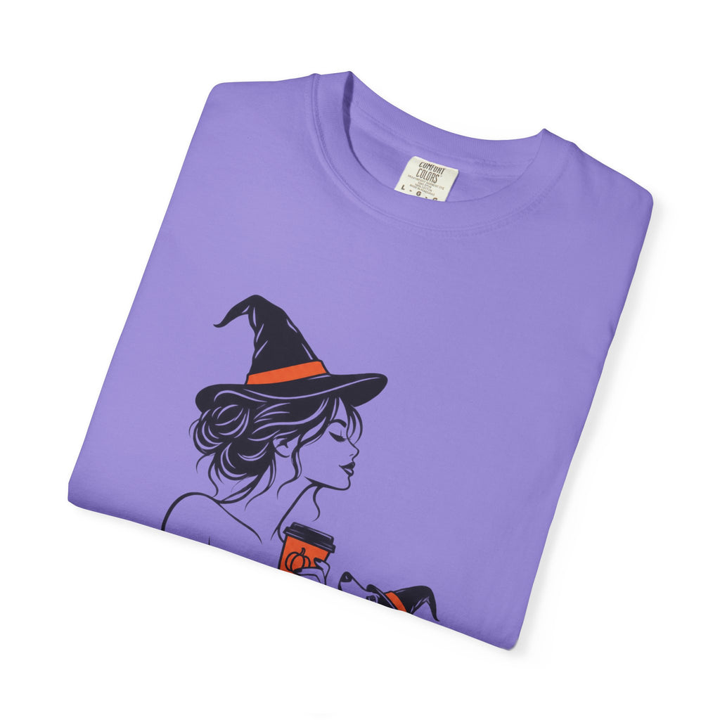 Her Human Witch Tee — Halloween Witch & Dog Graphic T-Shirt