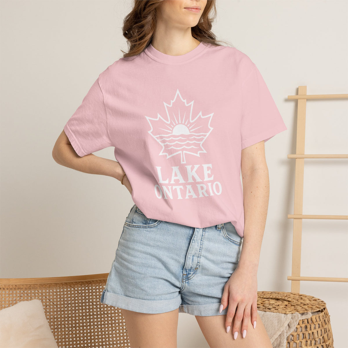 Lake Ontario T-Shirt — Retro Maple Leaf Sunset Graphic