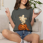 Halloween Ghost in Jack-O'-Lantern T-Shirt