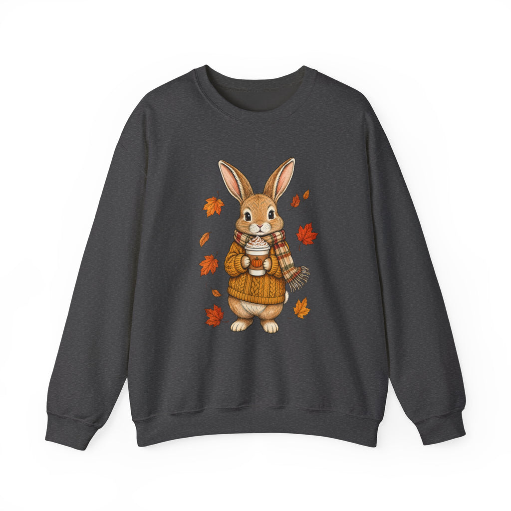 Autumn Bunny Sweatshirt – Cozy Fall Rabbit Holding Coffee
