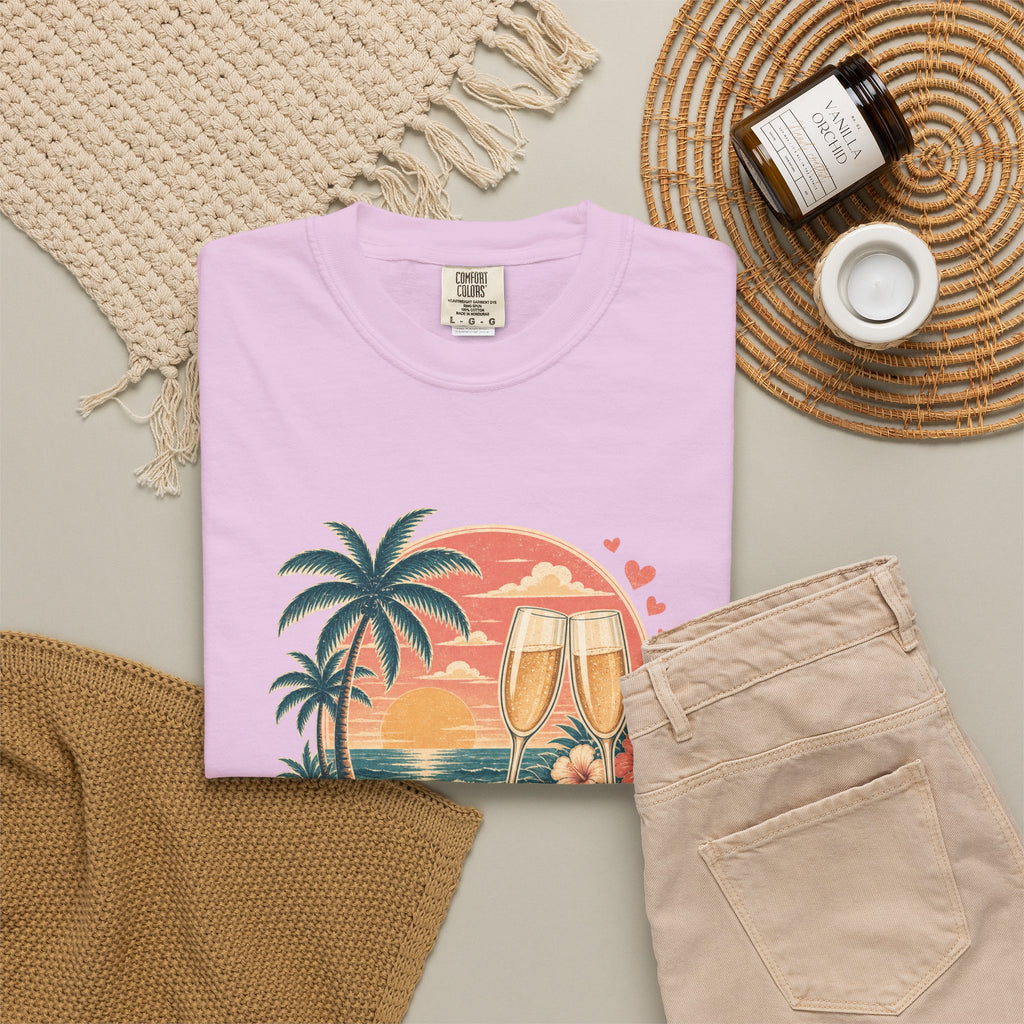 Honeymoon Mode T-Shirt — Tropical Sunset Couple Vacation Tee