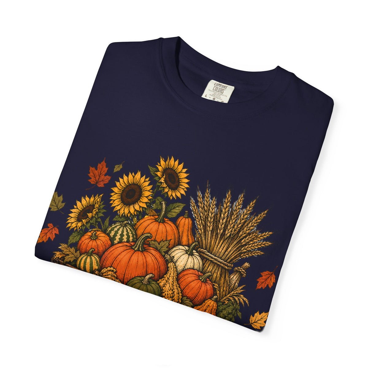 T-Shirt „Herbsternte-Wagen“ — Kürbis & Sonnenblume Herbst-T-Shirt