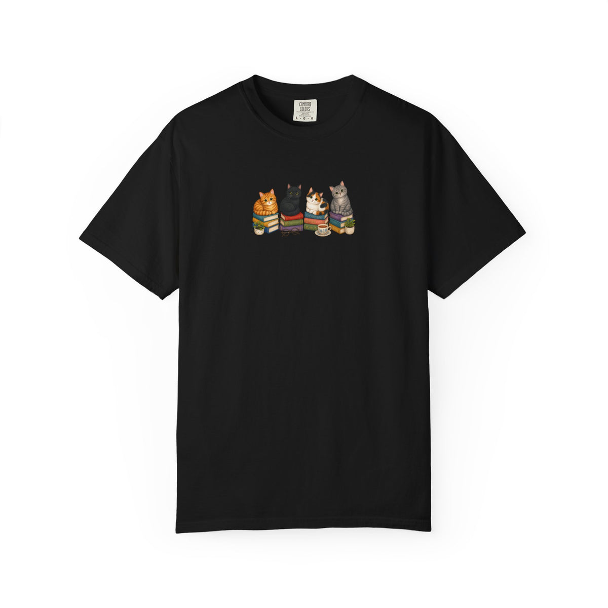 Cat Knit Crew T-Shirt — Cozy Cats Sitting Together Graphic Tee
