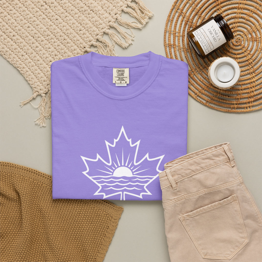 Lake Ontario T-Shirt — Retro Maple Leaf Sunset Graphic