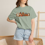 Halloween Critter Lineup T-Shirt — Cute Pumpkin, Witch & Bunny Spooky Crew