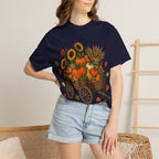 T-Shirt „Herbsternte-Wagen“ — Kürbis & Sonnenblume Herbst-T-Shirt