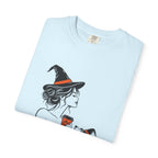 Her Human Witch Tee — Halloween Witch & Dog Graphic T-Shirt