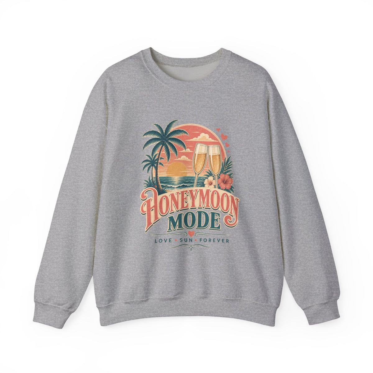 Honeymoon Mode Sweatshirt – Tropical Sunset Couples Crewneck