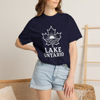 Lake Ontario T-Shirt — Retro Maple Leaf Sunset Graphic